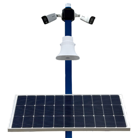 Overwatch dual-camera unit on solar-powered post